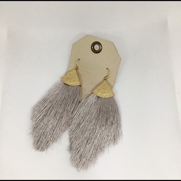 Anthropologie Jewelry - Anthropologie Gray Tassel Triangle Earrings